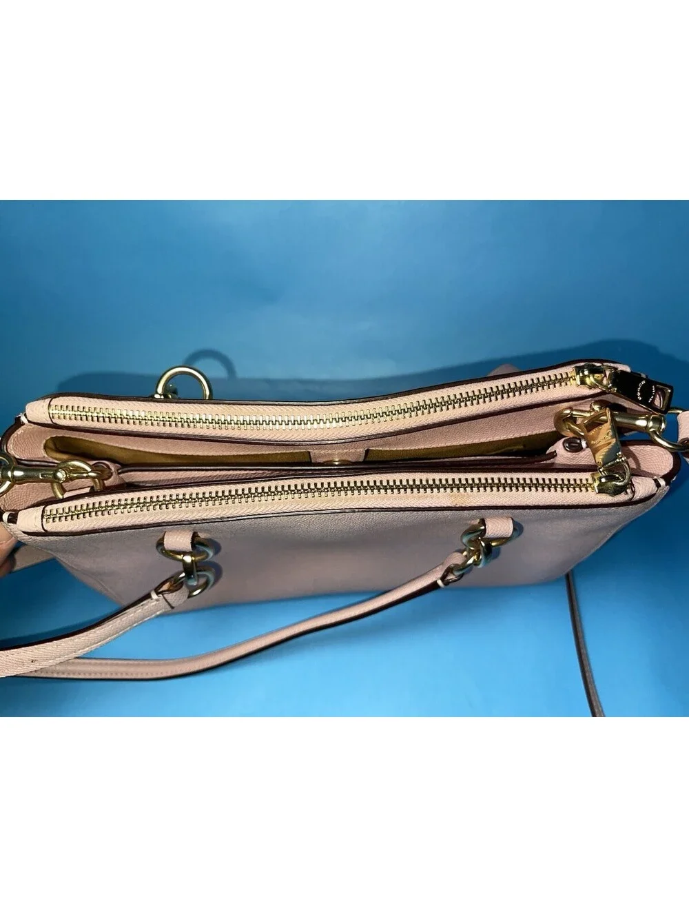 Coach Pink Leather Satchel Crossbody Handbag Purse Gold Tone